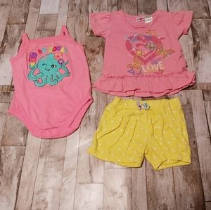 3-6 month baby girl pink and yellow outfit